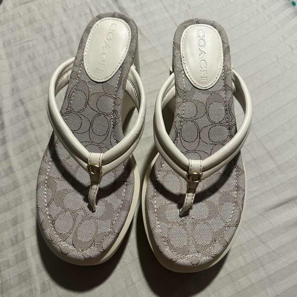 Coach Monogram Gray and Cream Sandals

Franki Leather Flip Flops. NWOB